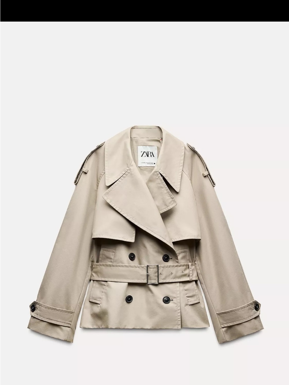 ZARA Cropped Beige Trench Coat with Belted Waist